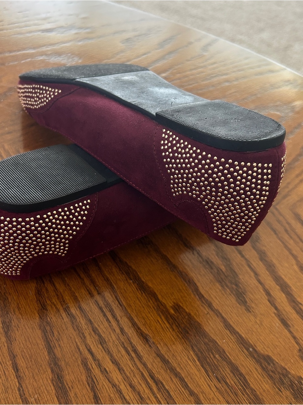 FOREVER 21 Burgundy Studded Ballet Flats - Picture 5 of 10